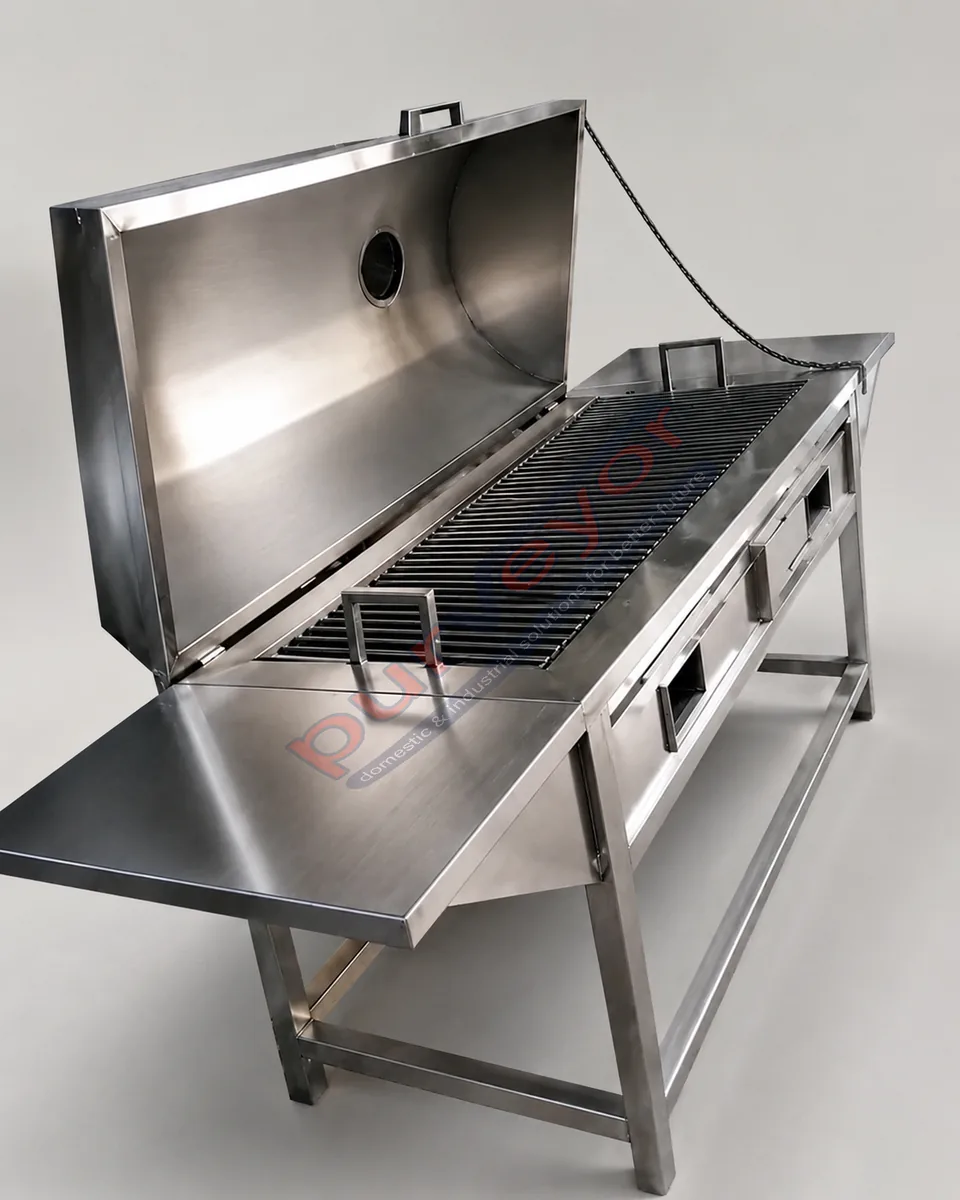 Stainless Steel Charcoal Meat Grill with Hood