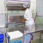 manual filling line with overhead tank